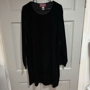 Vintage Denim‎ & Co Black velvet  Shift Dress Womens Size 3X Soft Holiday Party